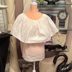 White Off-Shoulder Ruffle Blouse